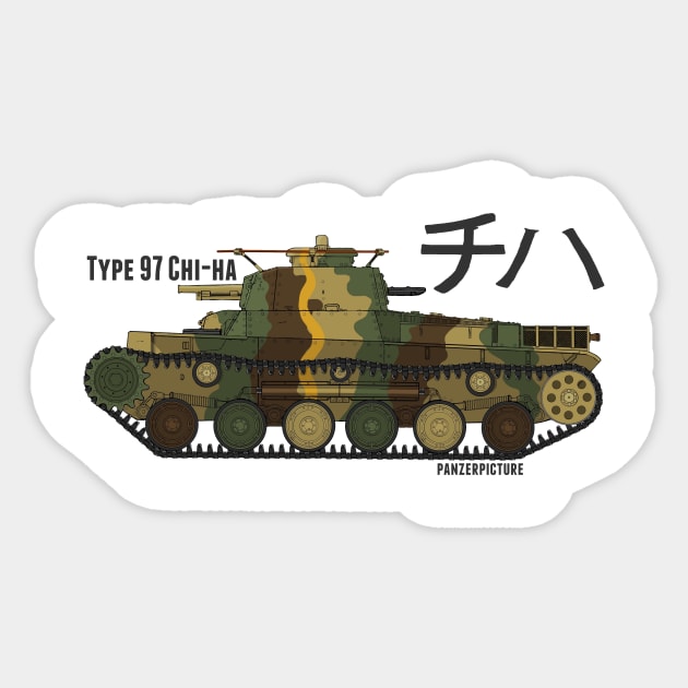 Type 97 Chi-Ha Sticker by Panzerpicture